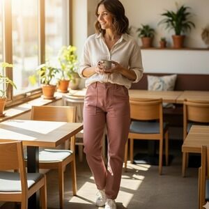 LOFT Pink Women's Utility Style Cargo Pants Cotton Blend Casual Size 12 Nwot